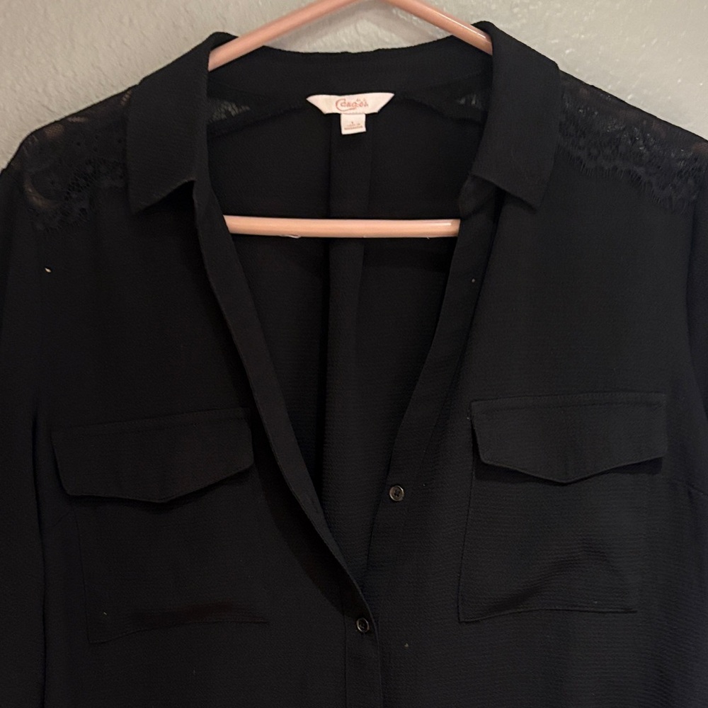 Candies Black Button-Up Blouse